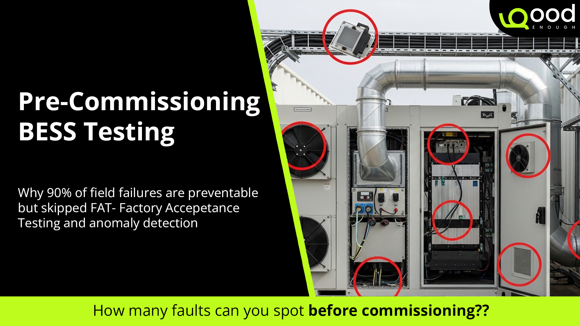 Factory acceptance testing of a battery energy storage system highlighting integration and pre-commissioning validation