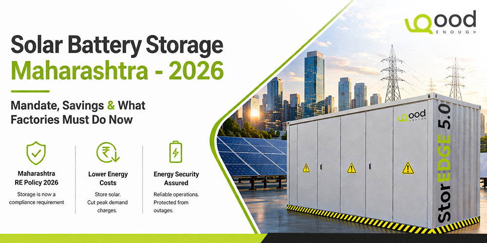 Solar battery storage Maharashtra 2026 mandate for factories with BESS system and solar panels