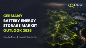 Germany Battery Energy Storage Market Outlook 2026 featuring a smart energy grid map of Germany with connected battery storage infrastructure.