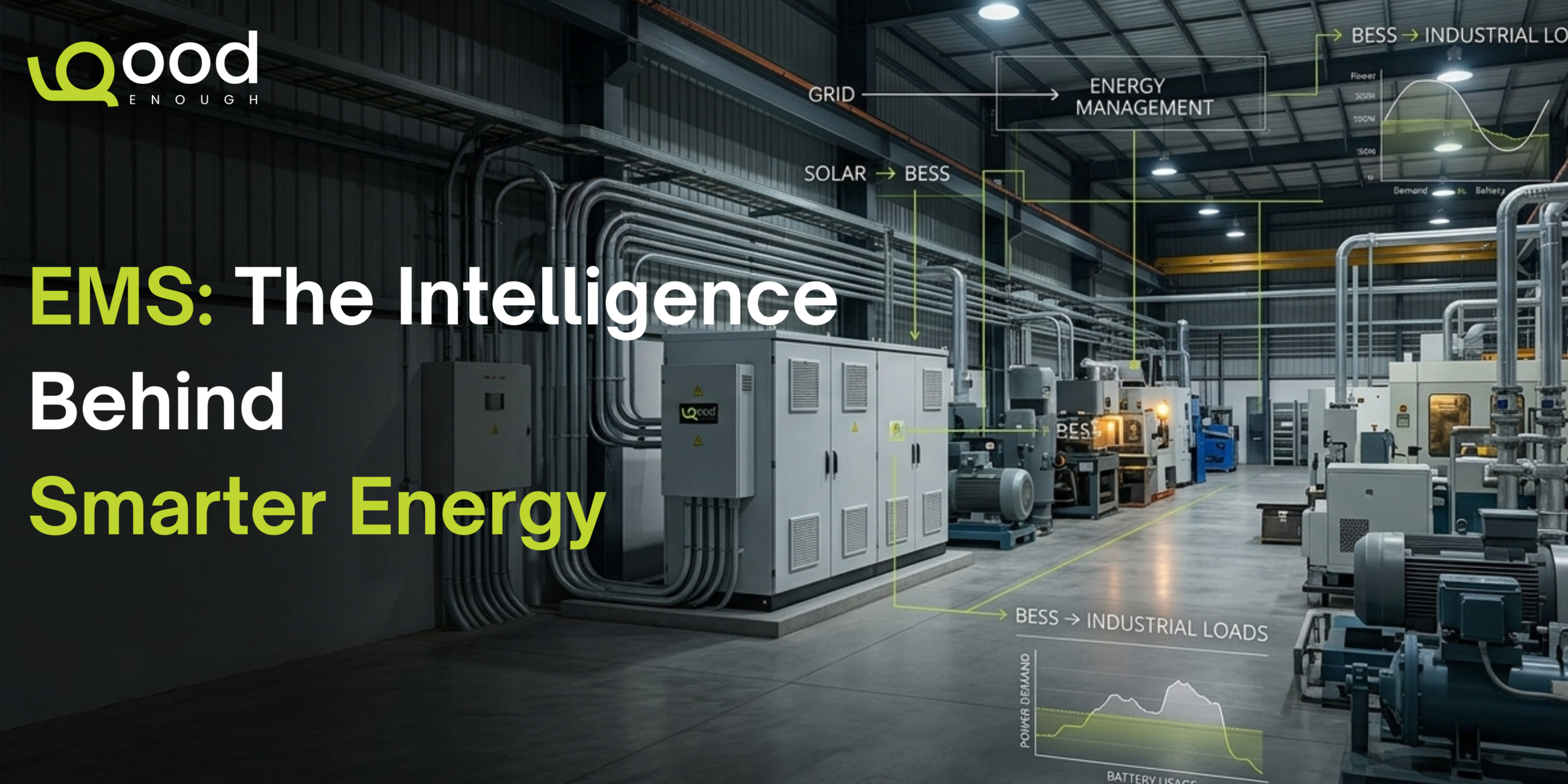 Energy management system coordinating grid, BESS, solar and industrial loads