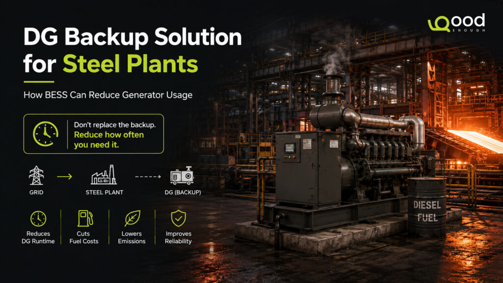 DG backup solution for steel plants with BESS and diesel generator