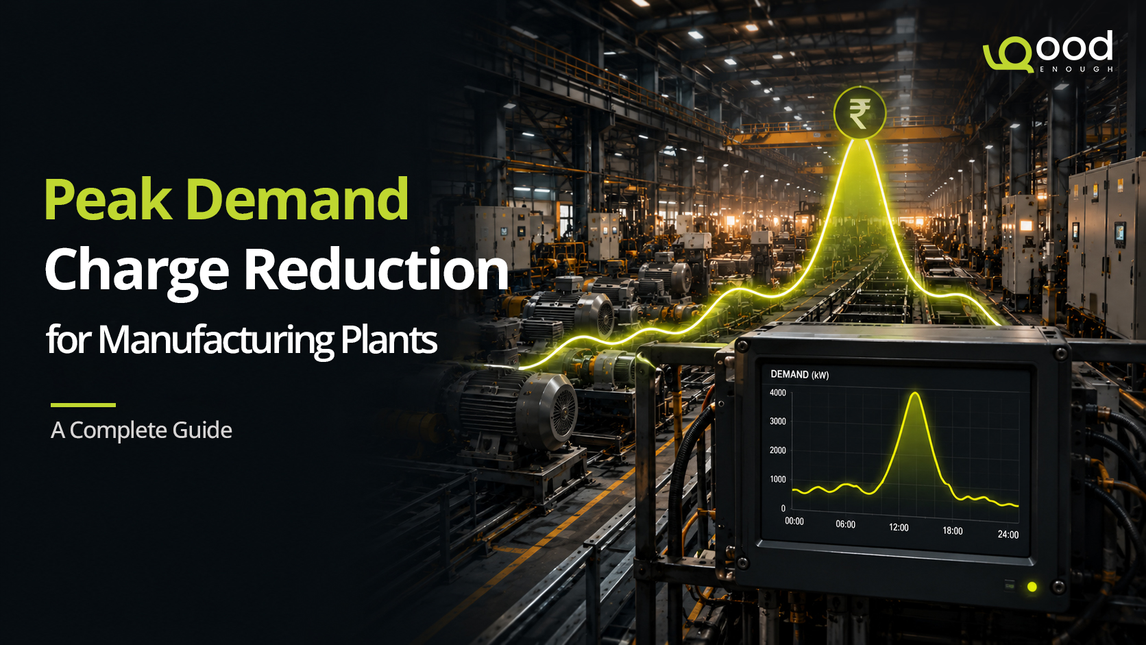 Peak demand charge reduction for manufacturing plants