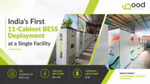 GoodEnough Energy’s 11 StorEDGE 0.25 BESS cabinets installed at an aluminium extrusion facility in India.