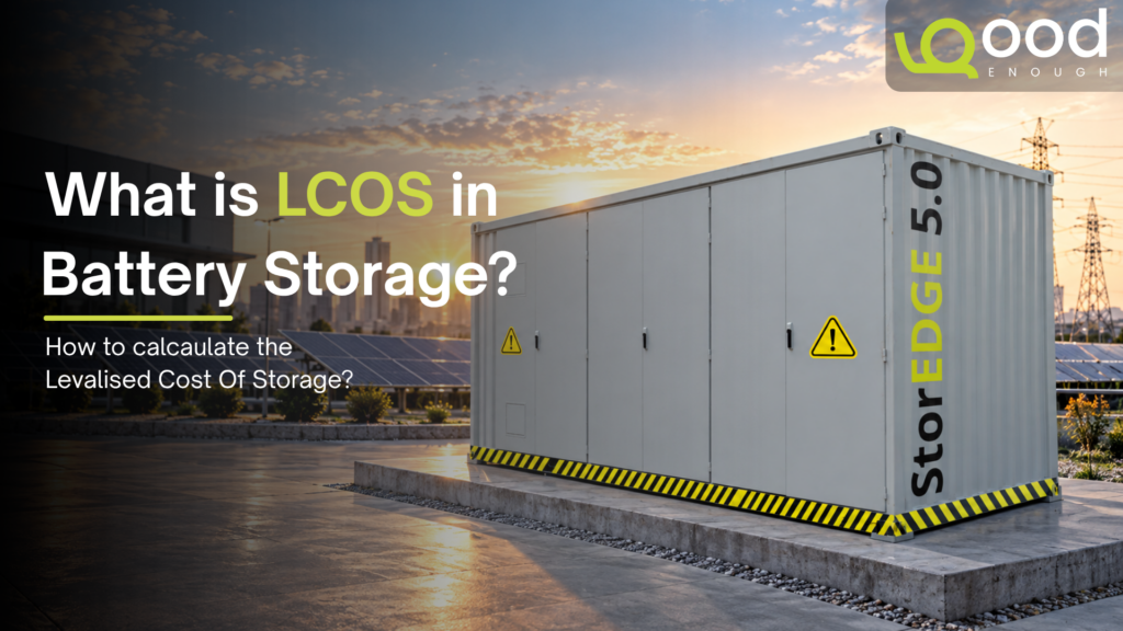 GoodEnough Energy StorEDGE 5.0 battery energy storage system at a solar-powered industrial facility.