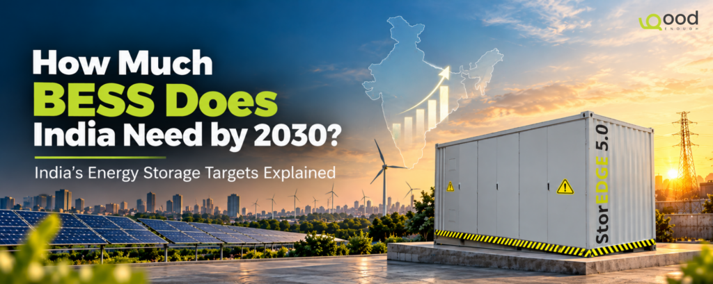 India BESS requirement by 2030, battery energy storage system, renewable energy storage, solar and wind energy, GoodEnough Energy BESS solutions.